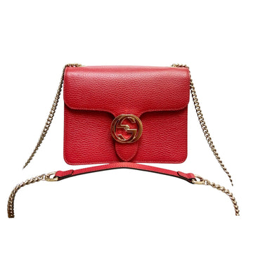 Gucci Interlocking G Shoulder Small Dollar Calfskin Red GHW