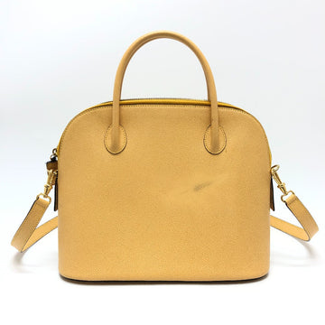 CELINE Shoulder Bag leather Yellow beige type New 1:1 Bowling 2WAY Shoulder Crossbody Bag Women New 1:1