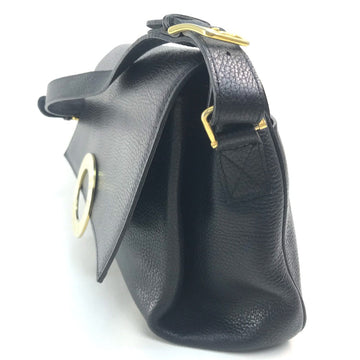 CELINE Handbag leather Black x Gold Metal New 1:1 Circle logo Women Secondhand