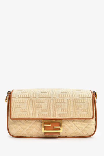 Fendi Tan Canvas/Leather FF Embossed Shoulder Bag with Strap