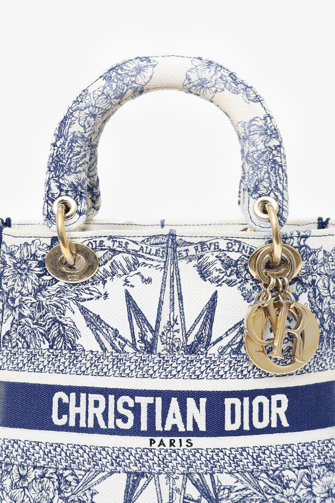 Christian Dior 2022 Blue/White Toile de Jouy 'Lady D-Lite' Top Handle with Strap