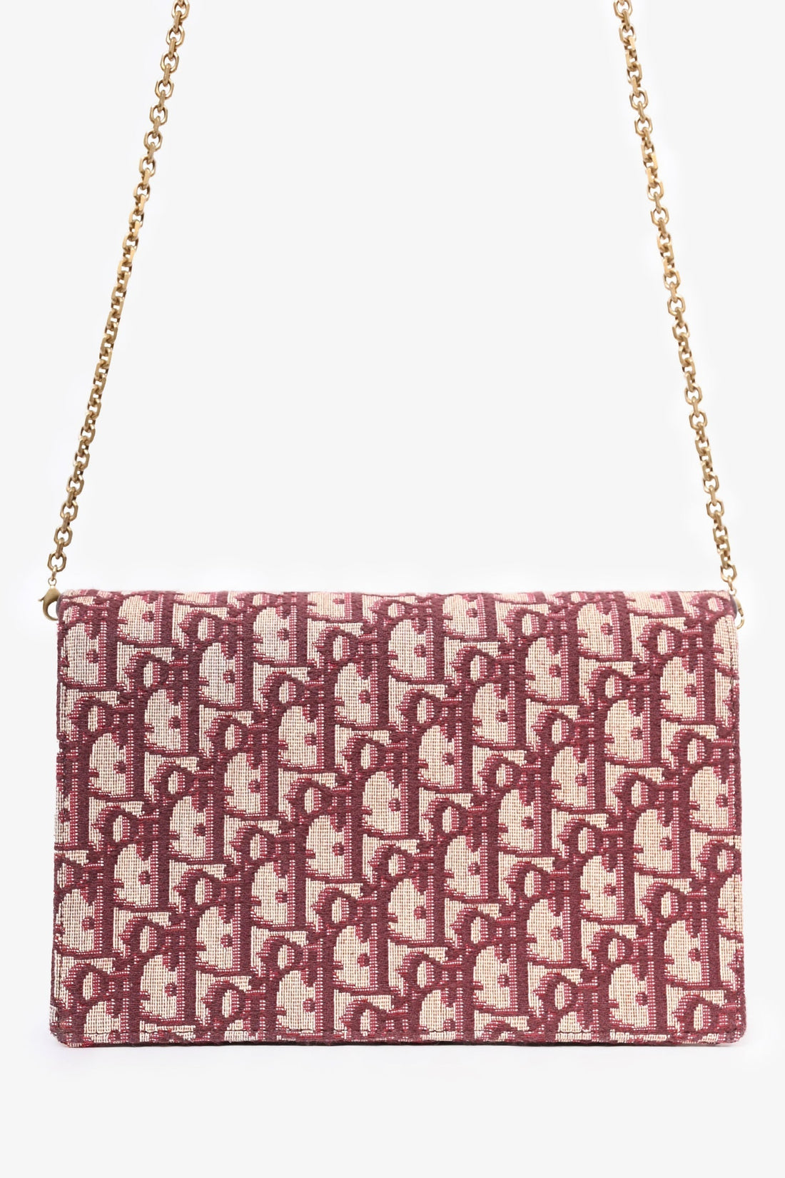 Christian Dior 2018 Burgundy Oblique Medium \'Saddle Pouch\' with Chain