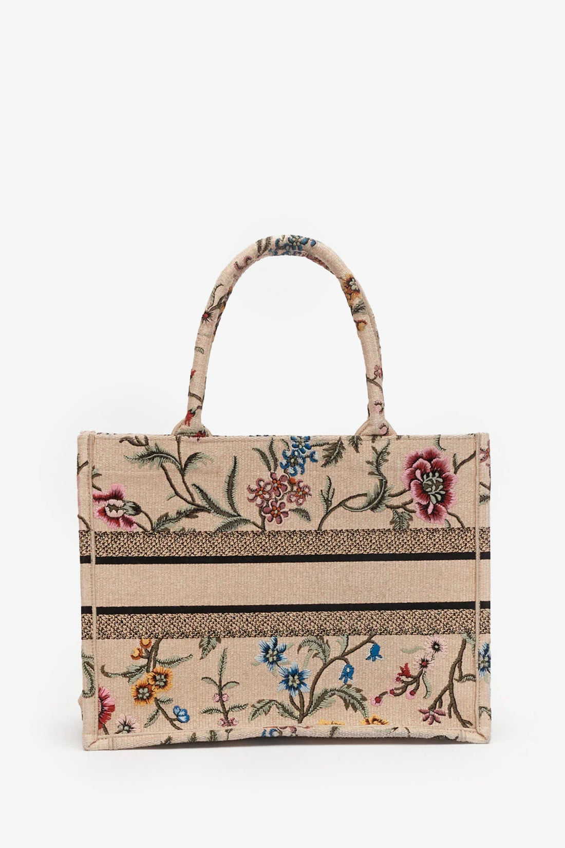 Christian Dior Beige Petite Fleurs Raffia Book Tote Bag
