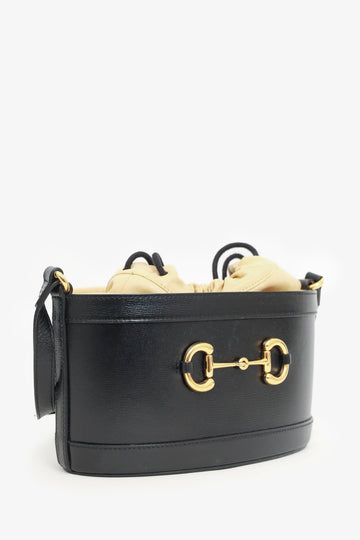 Gucci Leather 1955 Horsebit Drawstring Bucket Bag