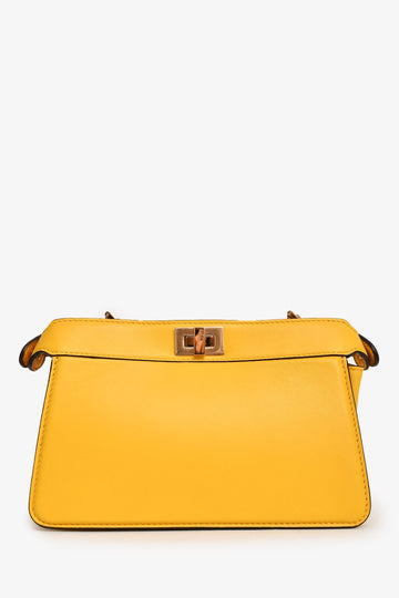 Fendi Yellow Leather Peekaboo ISEEU Mini East West Crossbody Bag