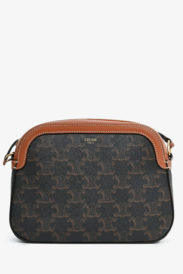 Celine 2019 Black/Brown Canvas/Leather Small Crossbody Bag
