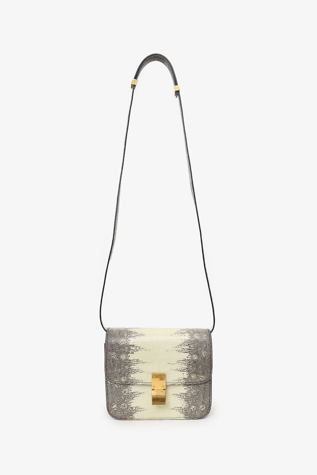 Celine Grey/Cream Lizard Box Teen Bag with Strap