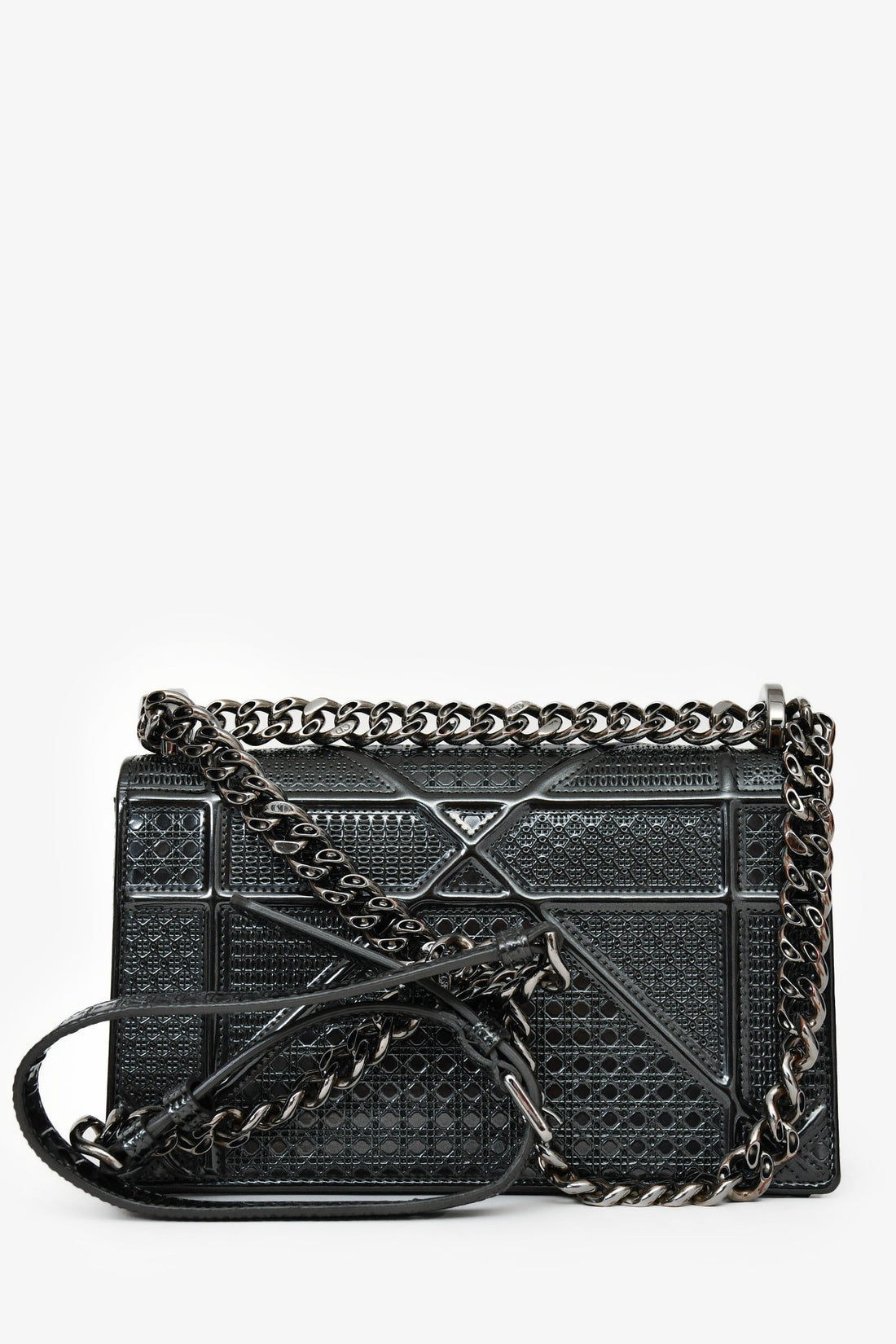 Christian Dior Grey Leather Small Diorama Shoulder Bag