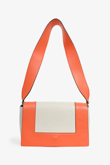 Celine Orange/Grey Leather Leather 'Frame' Shoulder Bag
