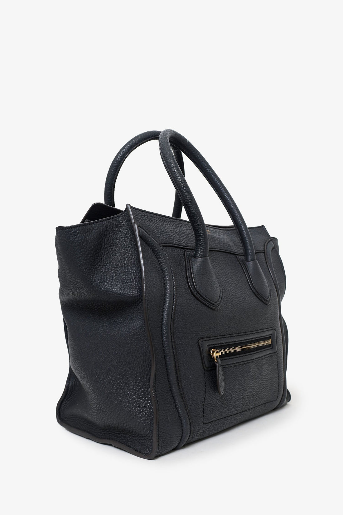 Celine Dark Grey Grained Leather Mini Luggage Tote