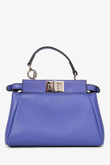 Fendi Purple Leather Micro Peekaboo Top Handle Bag With Strap