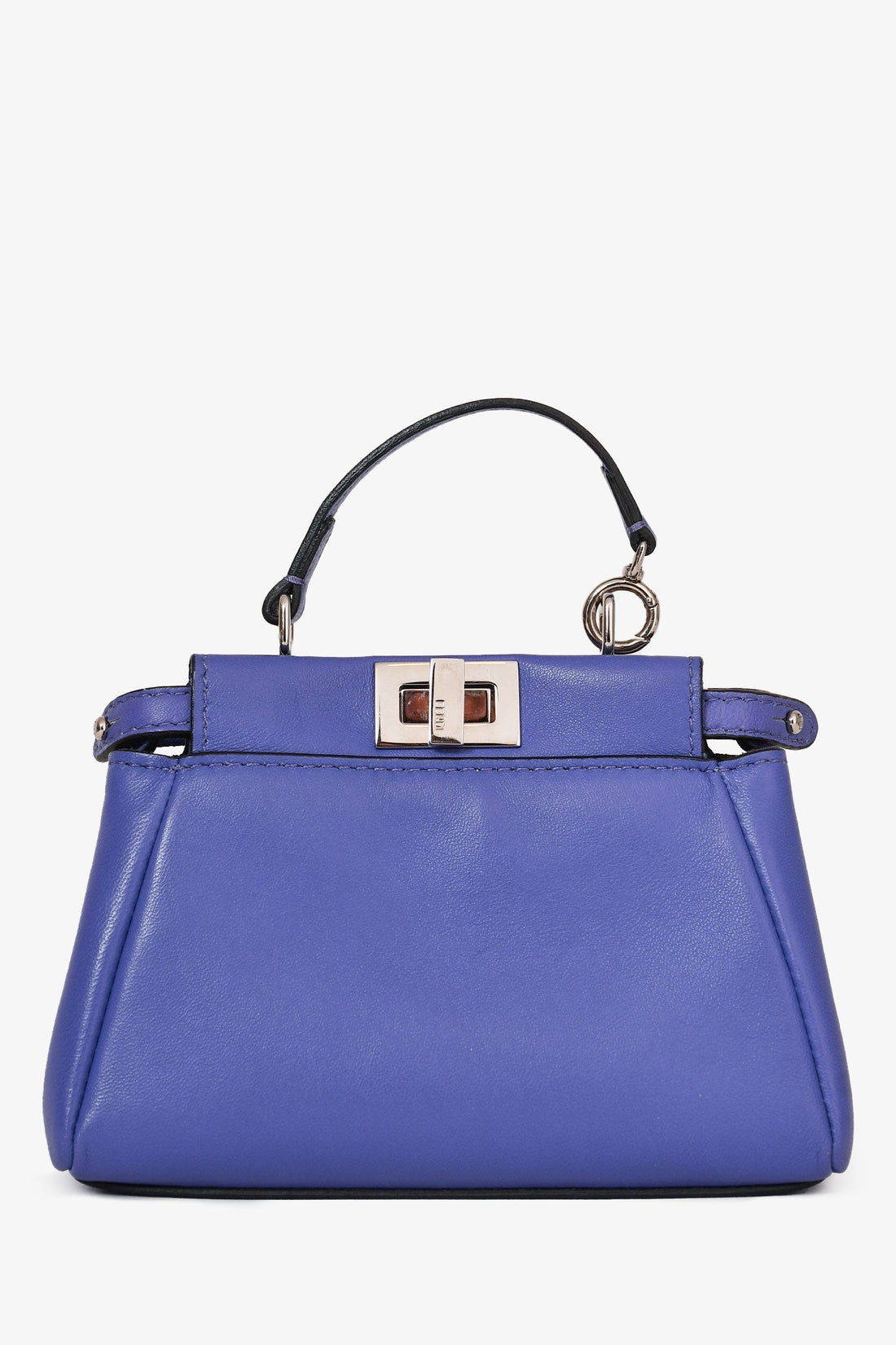 Fendi Purple Leather Micro Peekaboo Top Handle Bag With Strap