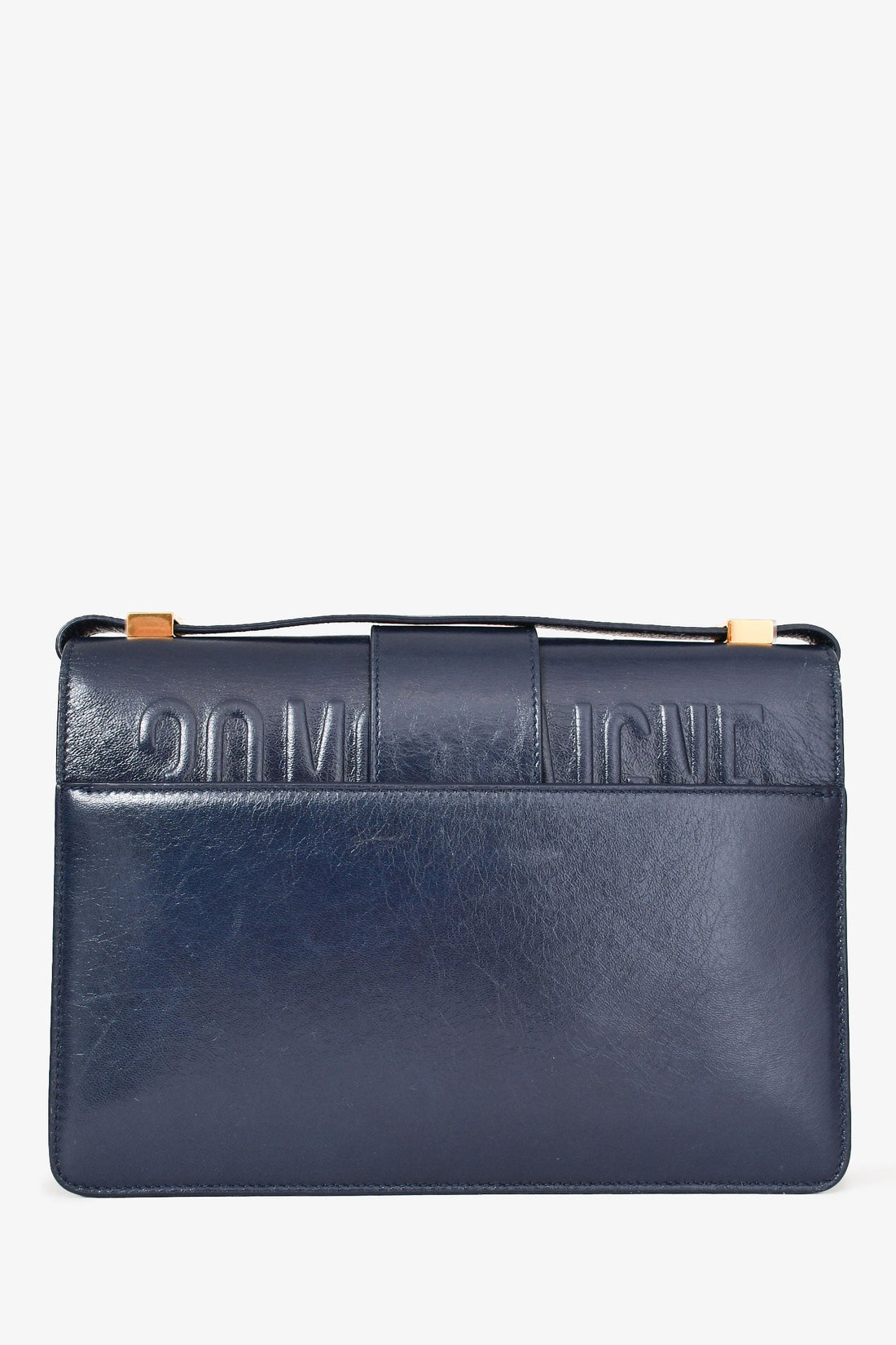 Christian Dior 2019 Blue Leather Crinkled Logo Montaigne Bag