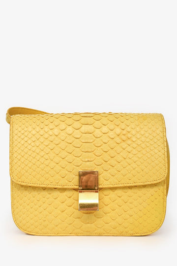 Celine Yellow Python Medium Crossbody Bag (As Is)
