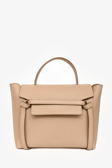 Celine 2018 Beige Leather Micro Belt Bag with Strap