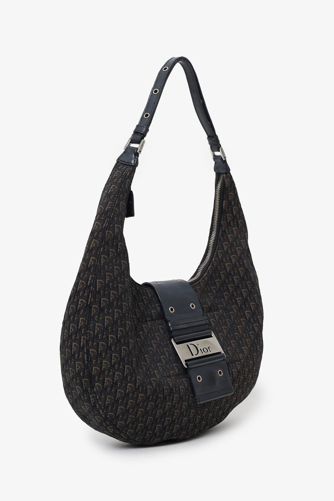 Christian Dior 2005 Black Diorissimo Canvas and Leather Street Chic Crossbody