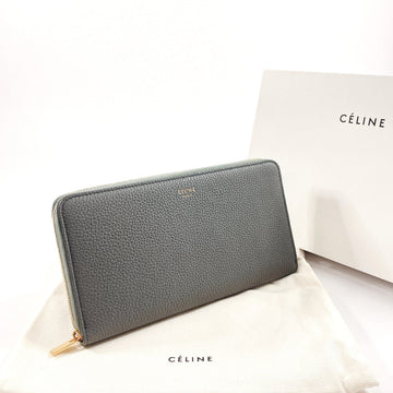 CELINE Long Wallet Purse 105003 leather gray Zip Around Large Zipped Multi-Function Women New 1:1