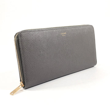 CELINE Long Wallet Purse 10B55 leather gray Large Zip Around Women New 1:1