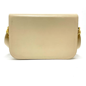 CELINE Shoulder Bag leather Beige x Gold Metal Carriage Metal New 1:1 Women Secondhand
