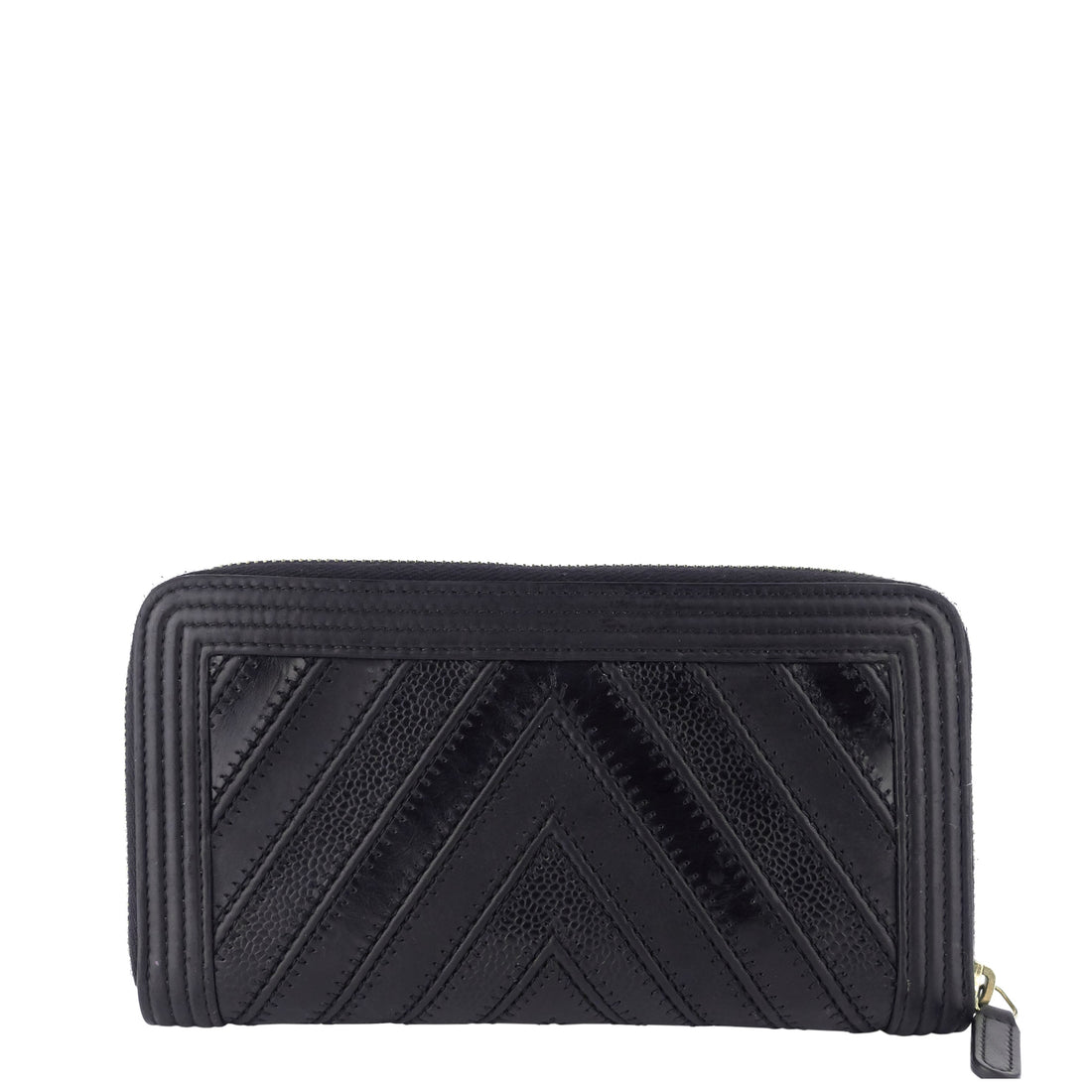 Top Quality Chanel Boy Chevron Mixed Leather Zip Around Wallet