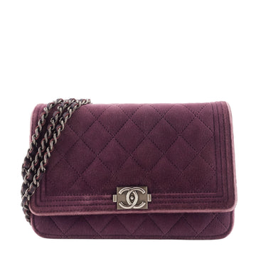 Top Quality Chanel Boy Quilted Velvet Wallet on Chain Bag