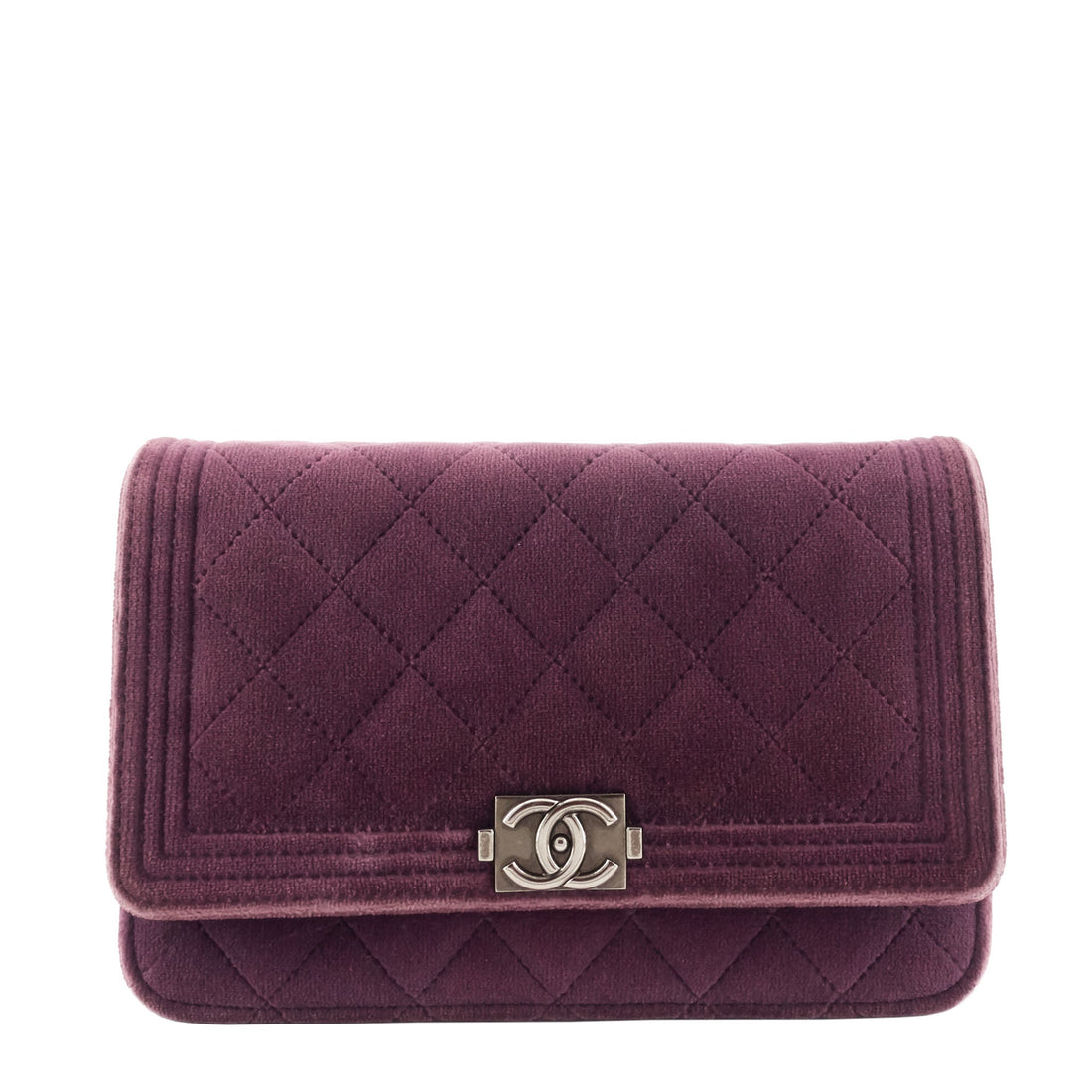 Top Quality Chanel Boy Quilted Velvet Wallet on Chain Bag