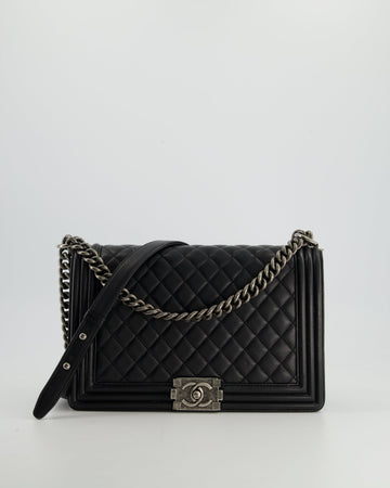 Top Quality Chanel Black Large Boy Bag in Lambskin Leather with Ruthenium Hardware