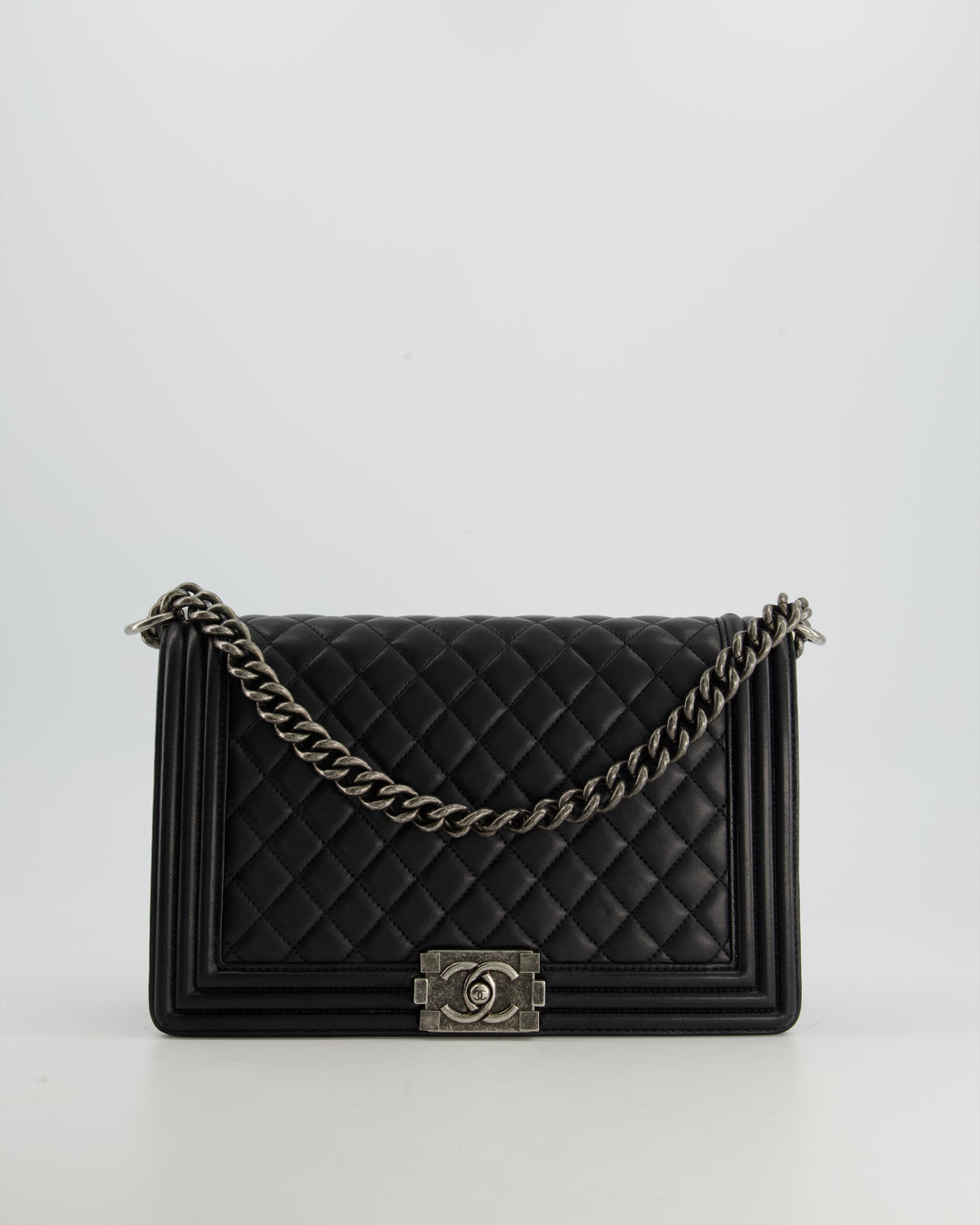 Top Quality Chanel Black Large Boy Bag in Lambskin Leather with Ruthenium Hardware