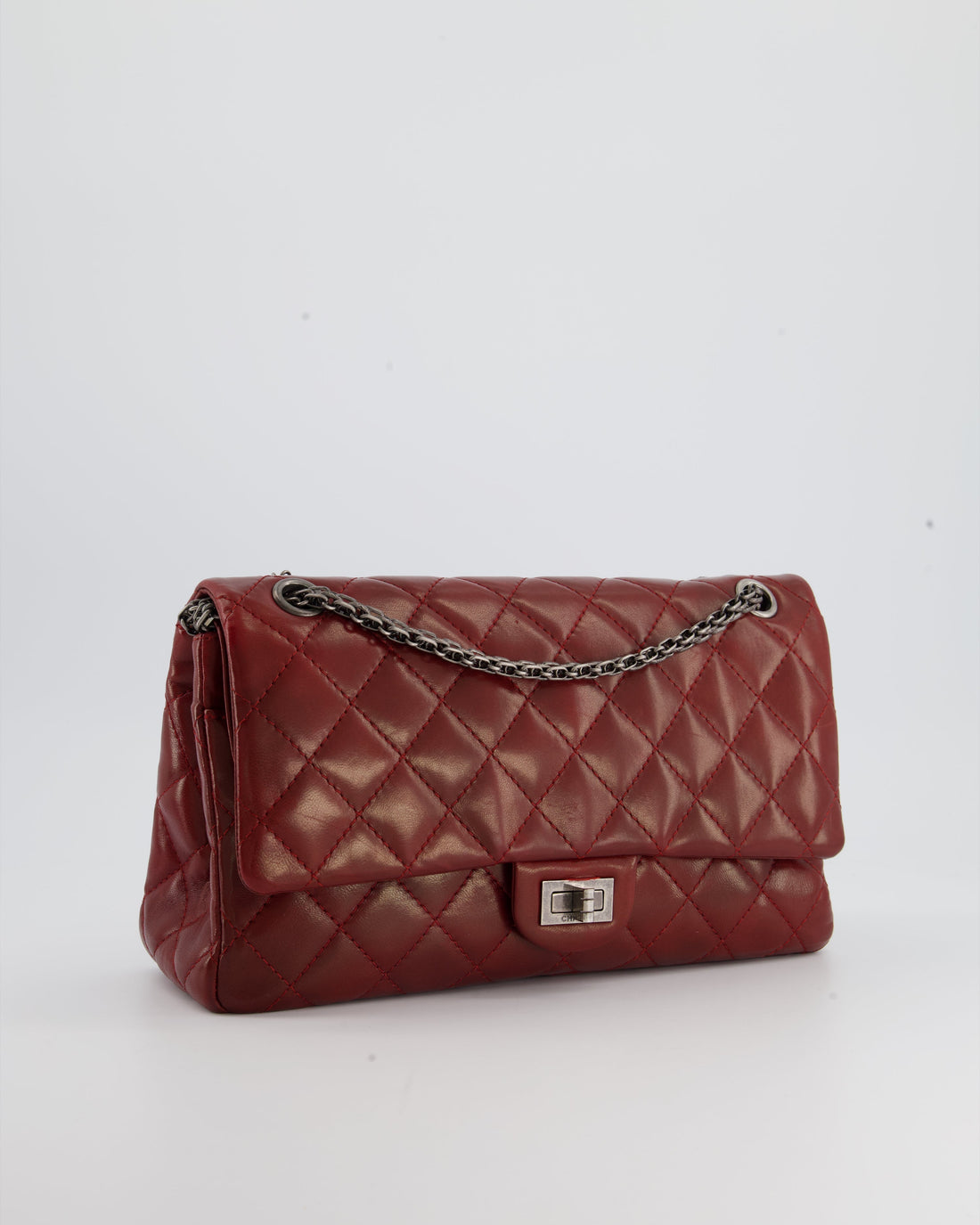 Top Quality Chanel Deep Red Medium Reissue Bag in Lambskin Leather with Ruthenium Hardware