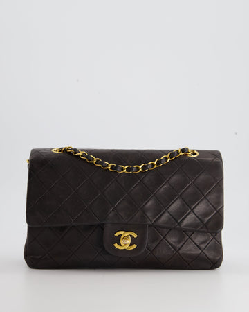 Top Quality Chanel  Espresso Classic Medium Double Flap in Lambskin with 24K Gold Hardware