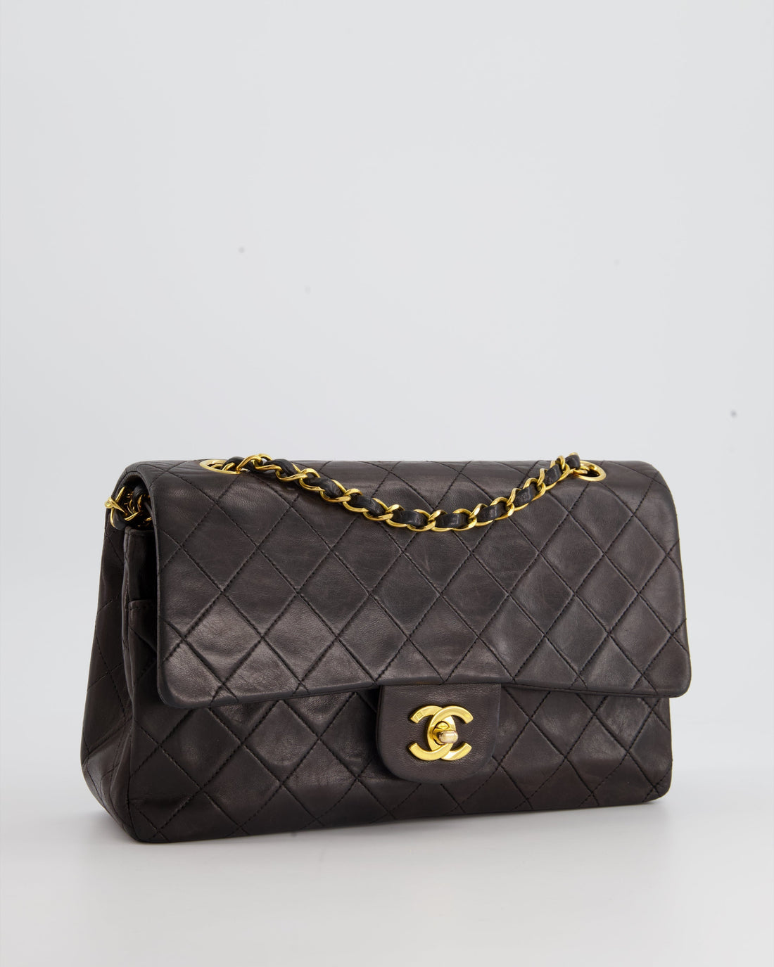 Top Quality Chanel  Espresso Classic Medium Double Flap in Lambskin with 24K Gold Hardware