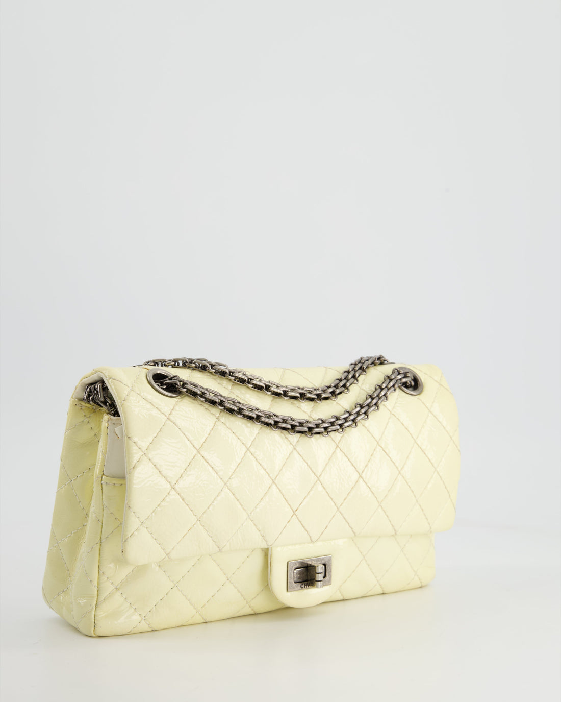 Top Quality Chanel Lemon Patent Small Reissue Double Flap Bag with Ruthenium Hardware