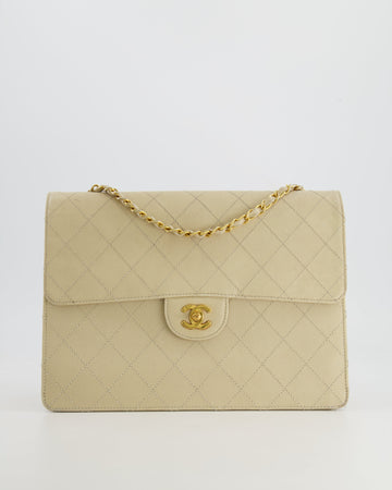 Top Quality Chanel  Beige Large Single Flap Bag in Caviar Leather with 24k Gold Hardware