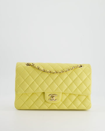 Top Quality Chanel Sorbet Yellow Medium Classic Double Flap Bag in Caviar Leather with Champagne Gold Hardware