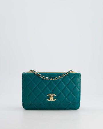 Top Quality Chanel Blue Quilted Trendy Wallet on Chain Bag in Lambskin Leather with Champagne Gold Hardware