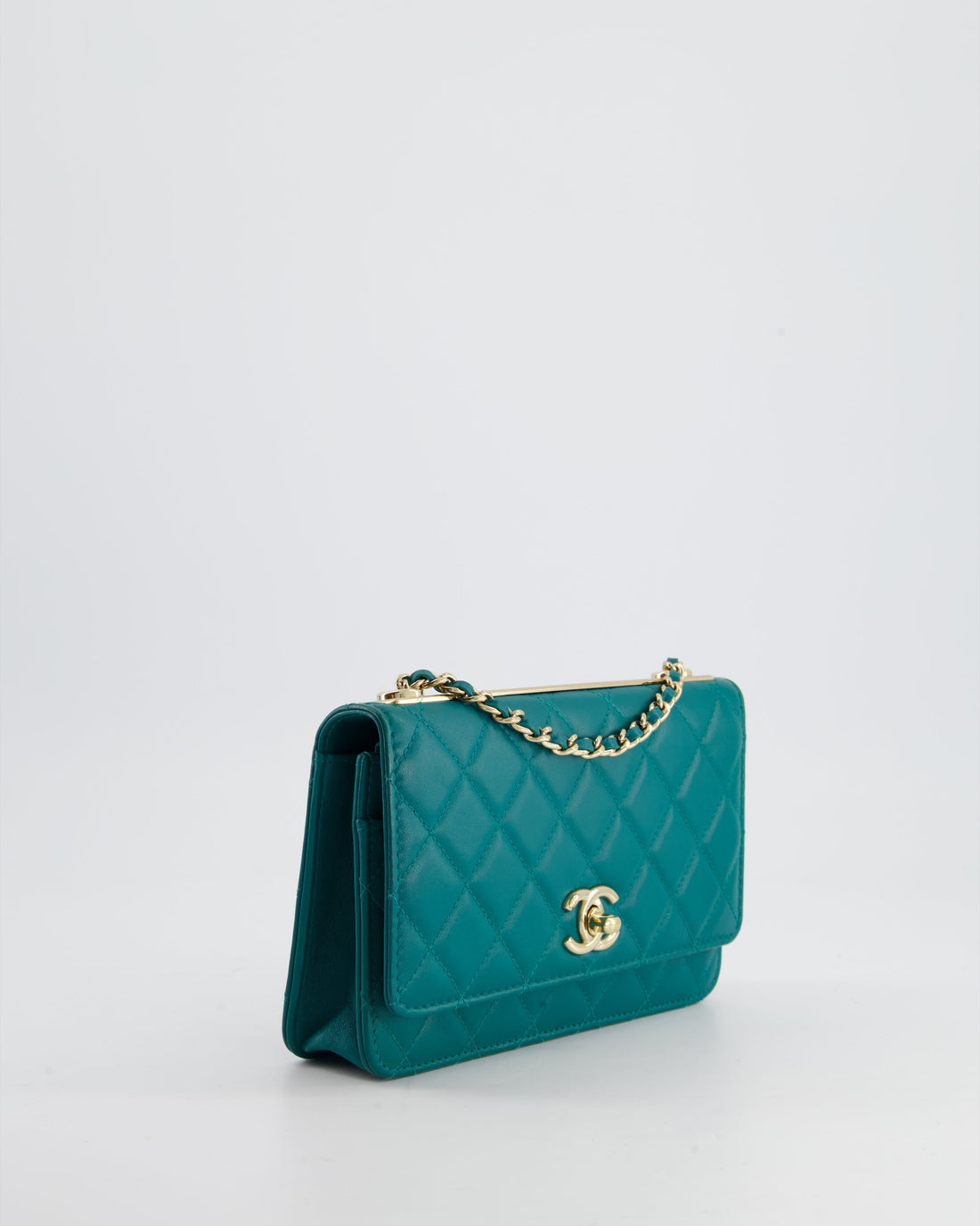 Top Quality Chanel Blue Quilted Trendy Wallet on Chain Bag in Lambskin Leather with Champagne Gold Hardware