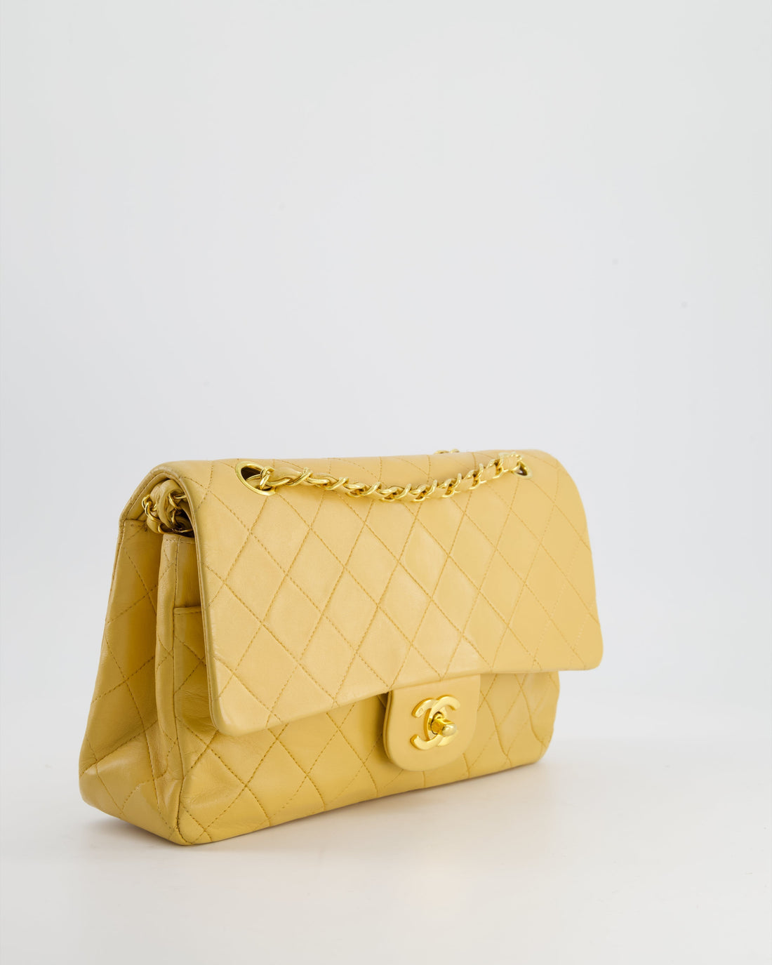 Top Quality Chanel  Beige Medium Double Flap Bag in Lambskin Leather with 24K Gold Hardware