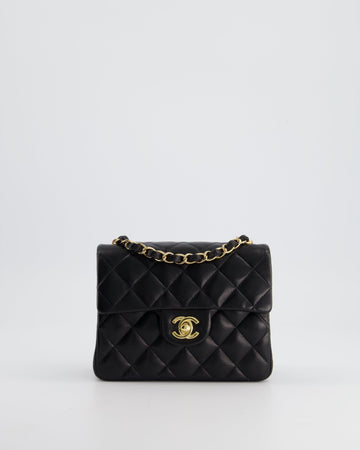 Top Quality Chanel  Black Mini Square Bag in Lambskin Leather with 24k Gold Hardware