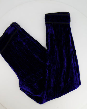 Top Quality Chanel 12A Electric Blue Velvet Straight-Leg Trors Size FR 38 (UK 10) RRP ¬£1,550
