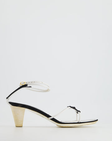 Top Quality Chanel  Black & White Strappy Kitten Heels Size EU 40