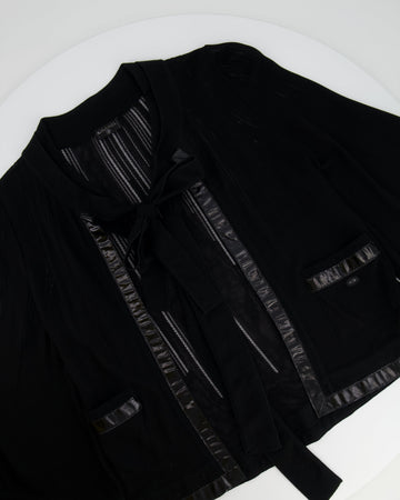 Top Quality Chanel Black Top with Tie-Knot and CC Button Details Size FR 36 (UK 8)