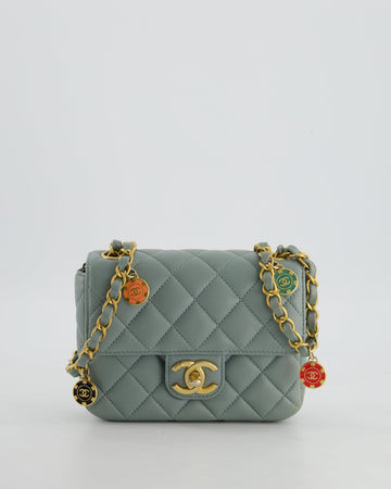 Top Quality Chanel Grey Mini Flap Bag With Multicolour Coin Details and Brushed Gold Hardware