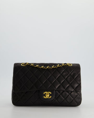 Top Quality Chanel Black Medium  Double Flap Bag In Lambskin Leather with 24K Gold Hardware