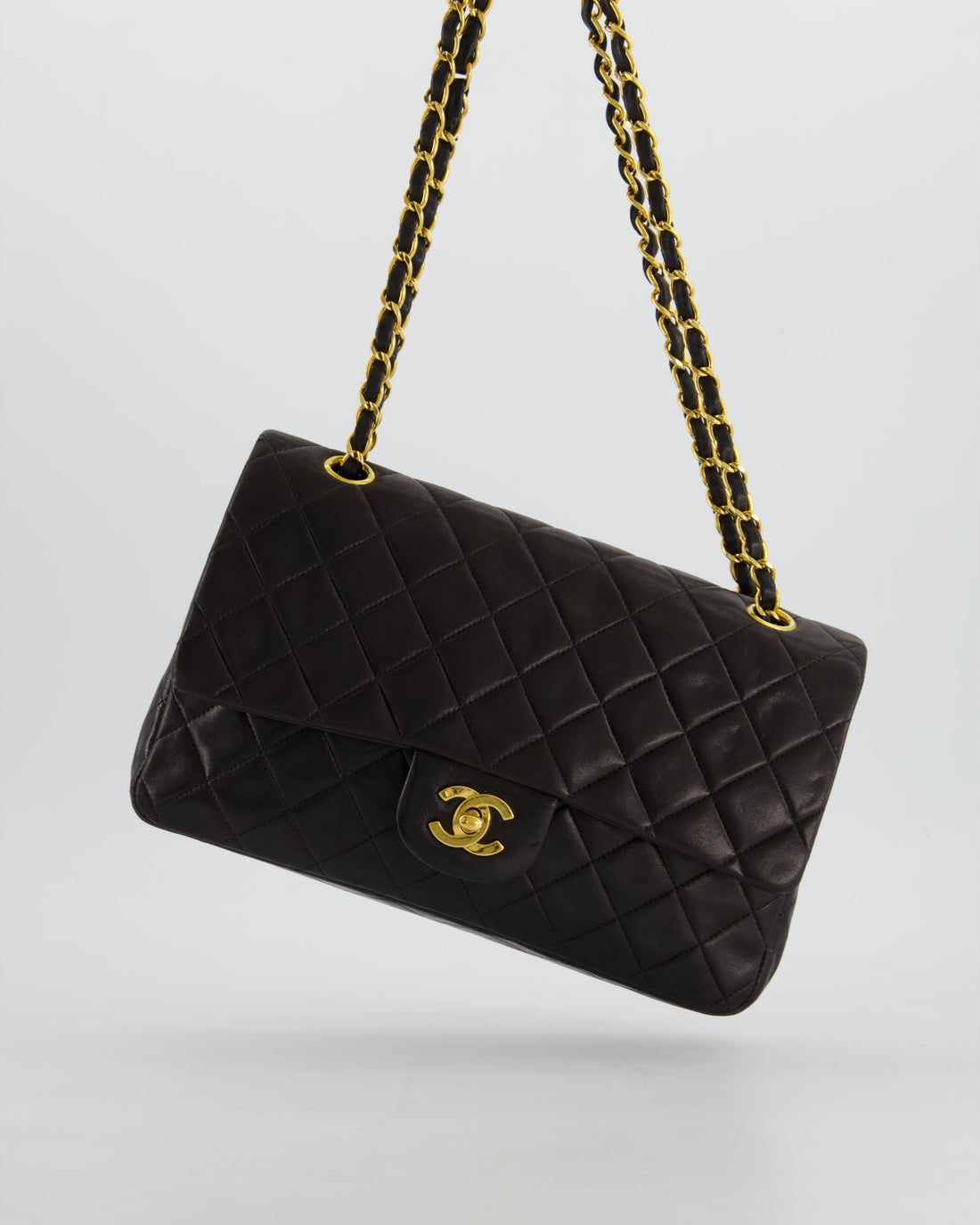 Top Quality Chanel Black Medium  Double Flap Bag In Lambskin Leather with 24K Gold Hardware