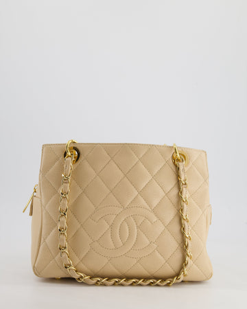*RARE* Top Quality Chanel  Mini Beige GST Shopper Tote Bag in Caviar Leather with Gold Hardware