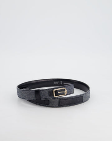 Top Quality Chanel  Denim & Black Leather Belt with Buckle Detail Size 75cm