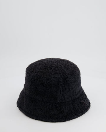 Top Quality Chanel Black Terry Towelling Bucket Hat with CC Logo Size L