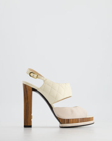 Top Quality Chanel Platform Heels with Quilted Leather,  Wooden Details & CC LogoSize EU 36.5