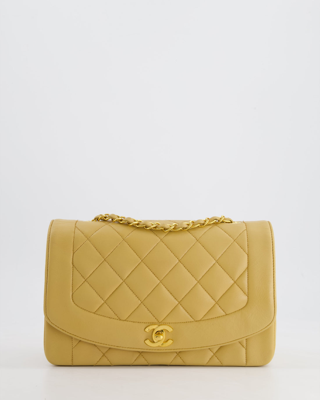 Top Quality Chanel  Single Flap Diana Bag in Beige Lambskin Leather With 24K Gold Hardware