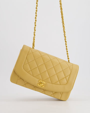 Top Quality Chanel  Single Flap Diana Bag in Beige Lambskin Leather With 24K Gold Hardware